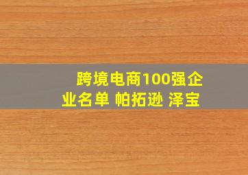 跨境电商100强企业名单 帕拓逊 泽宝